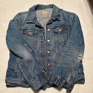 J CREW Classic Light Wash Denim Button Down Trucker Jean Jacket Western Medium